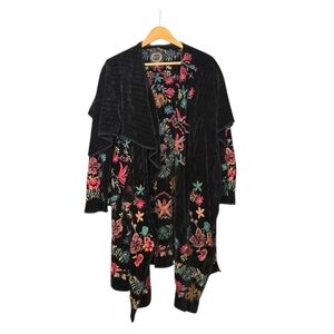 Johnny Was Black and Red Embroidered Jacket